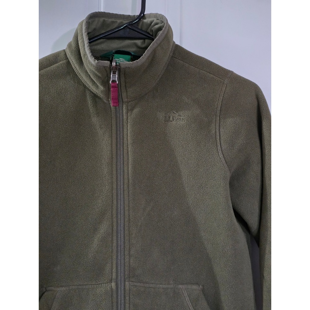 Vintage L.L. Bean Full Zip Fleece Jacket Olive Green M 10-12 505066 Reflective - Picture 3 of 7